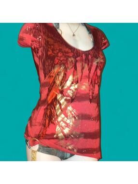 NWOT Red and black vintage Y2K Daytrip Top